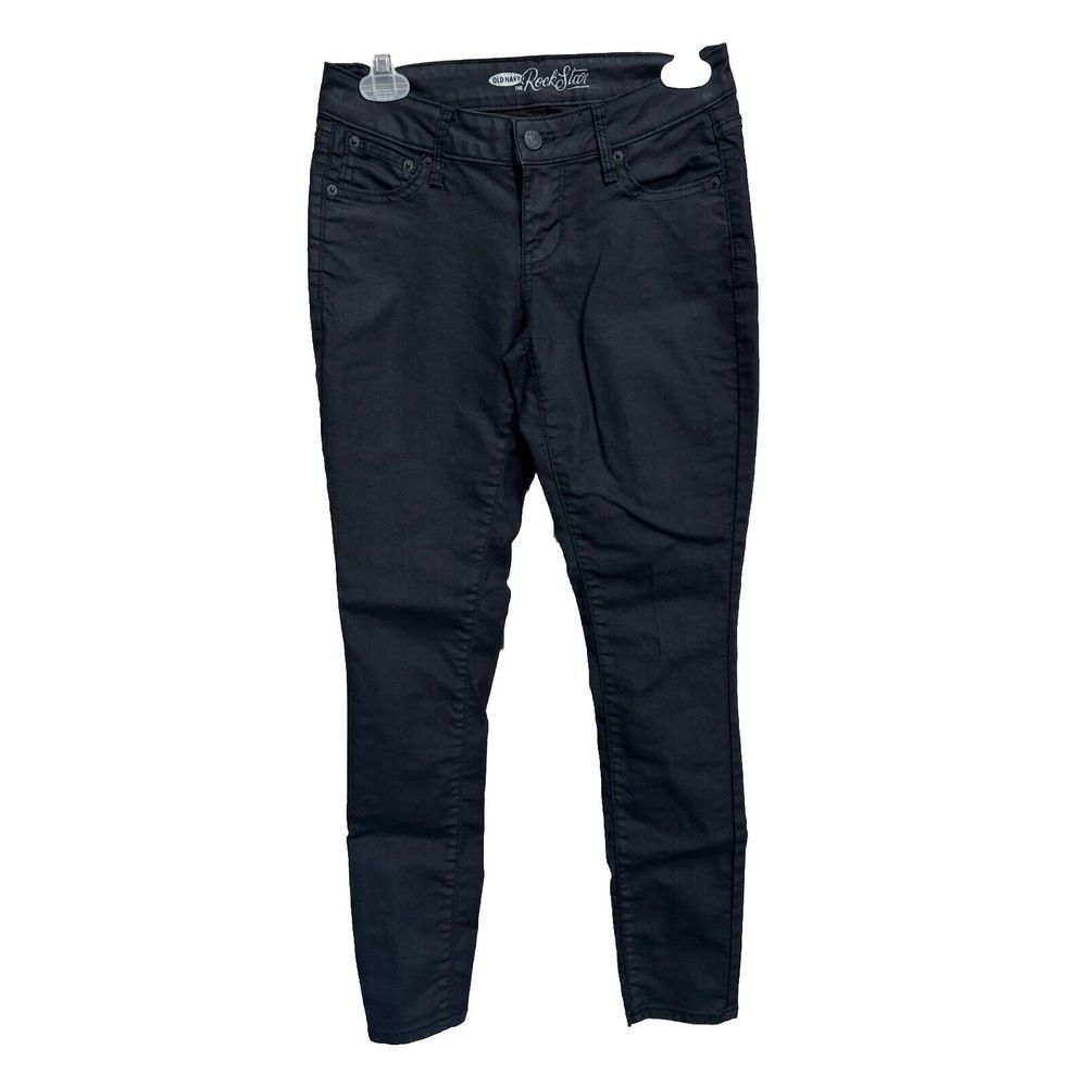 Old Navy Black Rock Star Pants‎ Size 2 Stretch Skinny Low Rise Zip Pockets